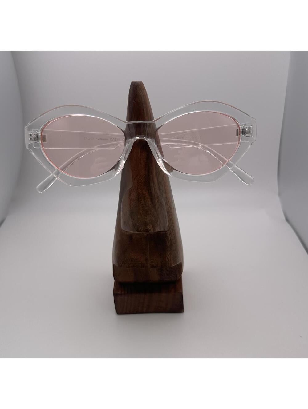 Clear Frame Cat Eye Sunglasses with Pink Lenses